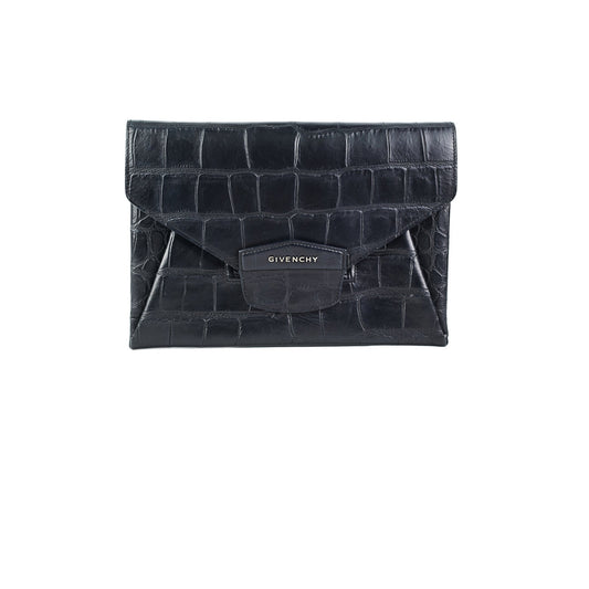 Givenchy Antigona Croc Print Envelope Clutch Black - photo 1