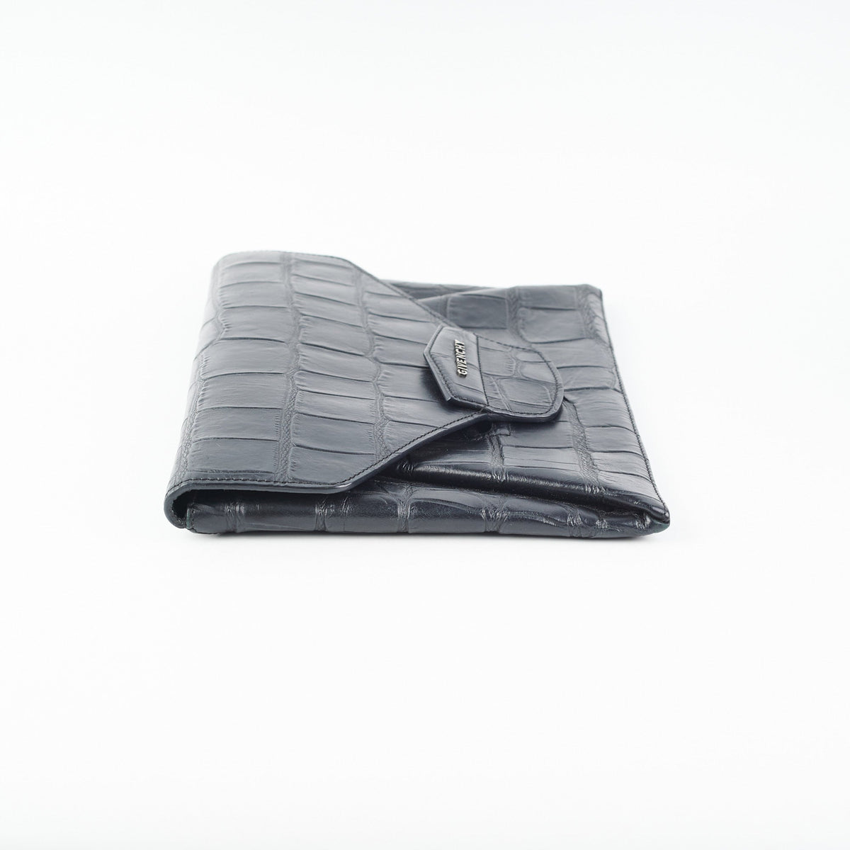 Givenchy Antigona Croc Print Envelope Clutch Black - photo 3