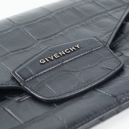 Givenchy Antigona Croc Print Envelope Clutch Black - photo 5