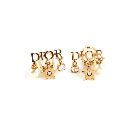 Dior Gold Logo Clip On Earrings Costume Jewellery - photo 1