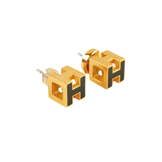 Hermes Caged D'H Earrings Gold/Black - photo 1