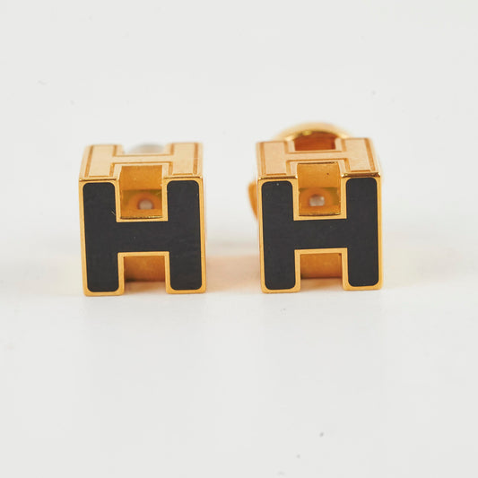 Hermes Caged D'H Earrings Gold/Black - photo 2