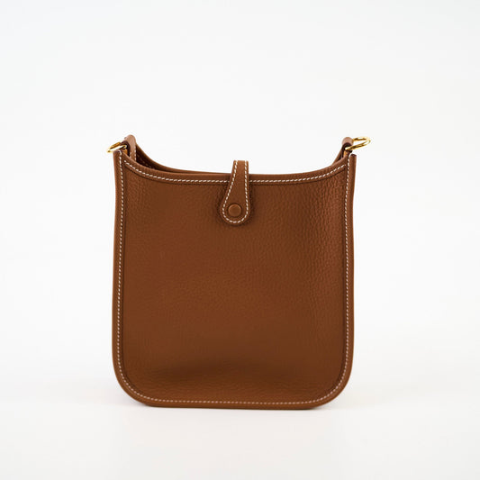 Hermes Mini Evelyn Clemence Gold W Stamp - photo 2