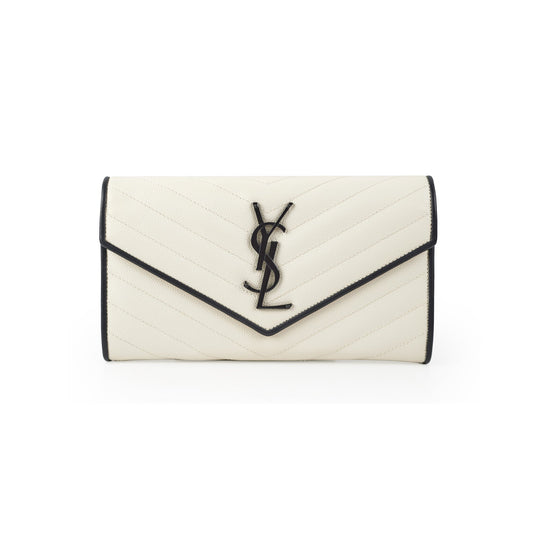 Saint Laurent White Monogram Long Envelope Wallet - photo 1