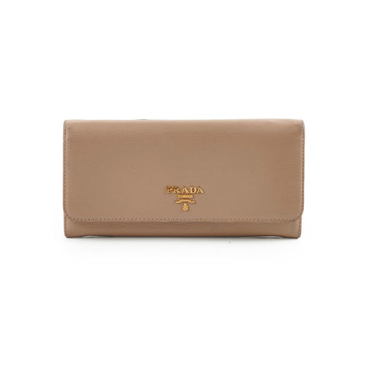 Prada Long Leather Wallet Large Beige - photo 1
