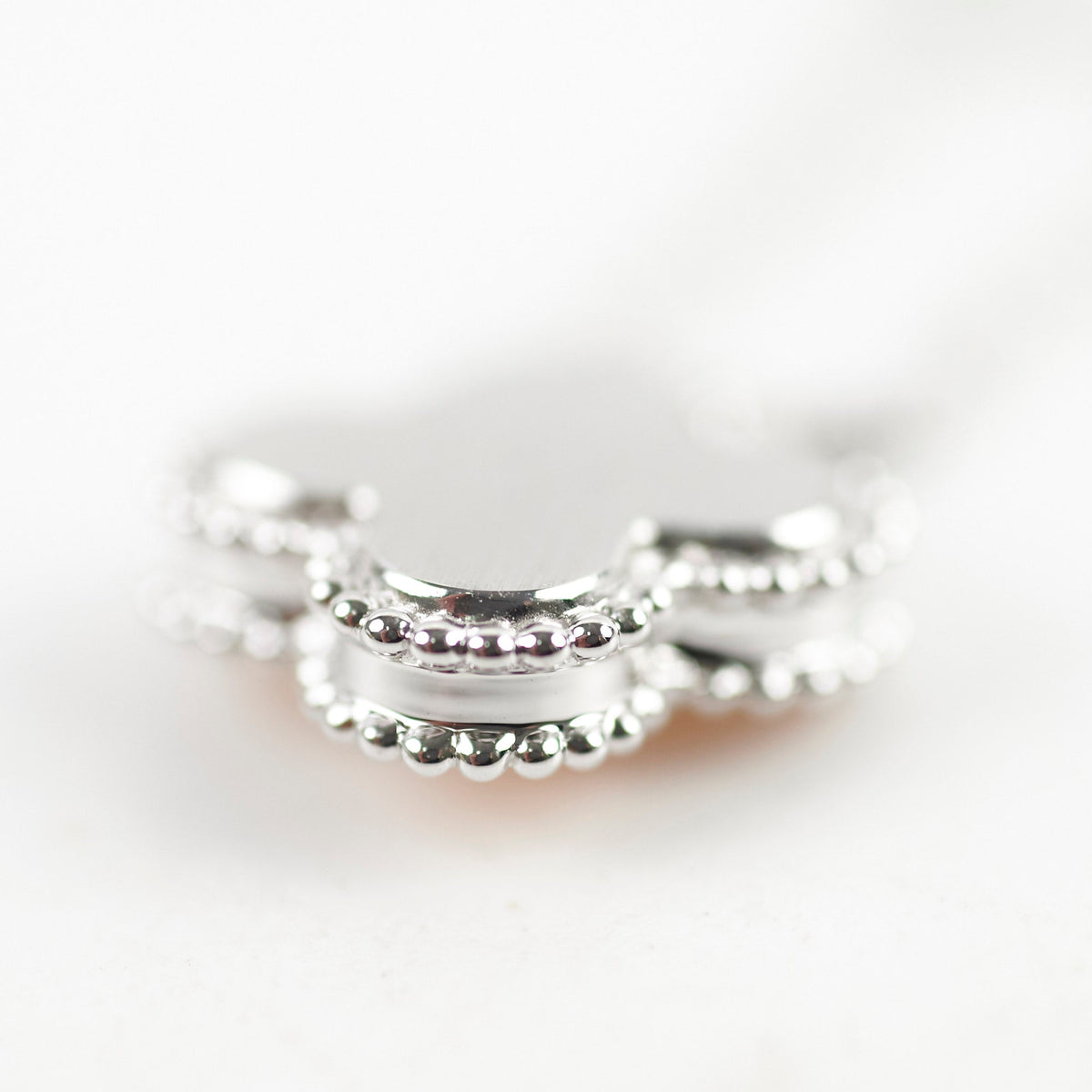 Van Cleef & Arpels Vintage Alhambra Pendant Necklace White Gold Guilloche Rose Gold Diamond 2024 - photo 6
