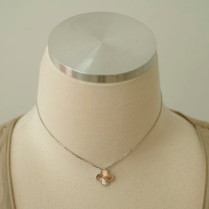 Van Cleef & Arpels Vintage Alhambra Pendant Necklace White Gold Guilloche Rose Gold Diamond 2024 - photo 3