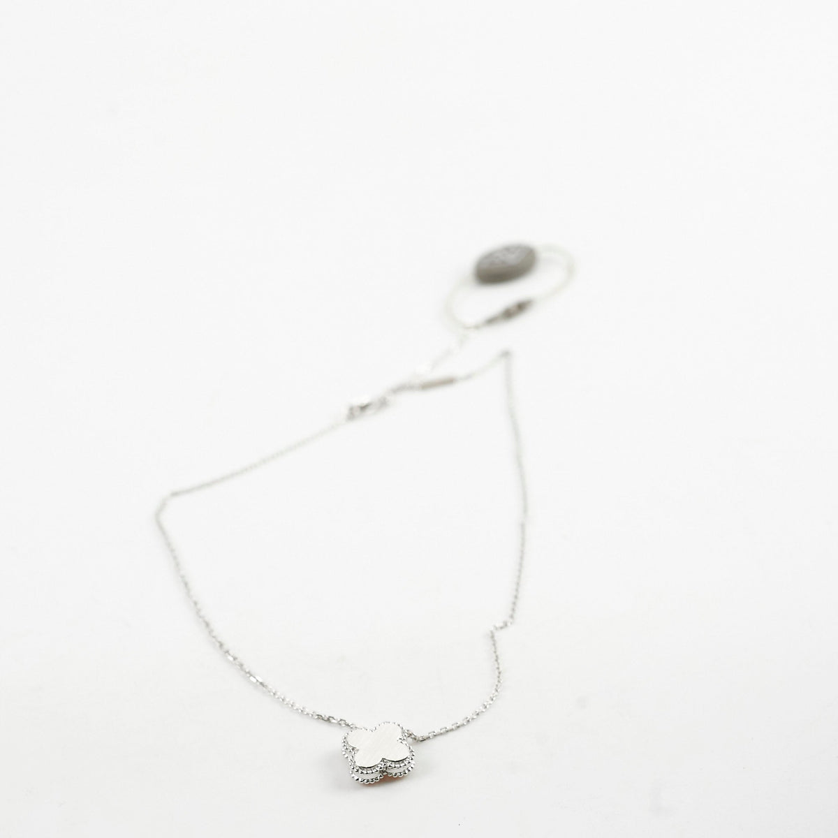 Van Cleef & Arpels Vintage Alhambra Pendant Necklace White Gold Guilloche Rose Gold Diamond 2024 - photo 2