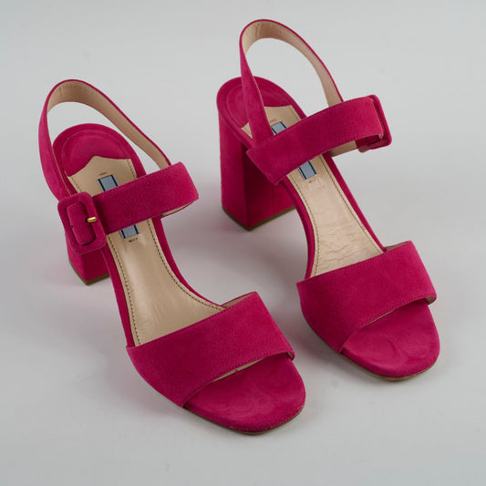Prada Suede Block Heel Sandals Pink Size 39 - photo 2