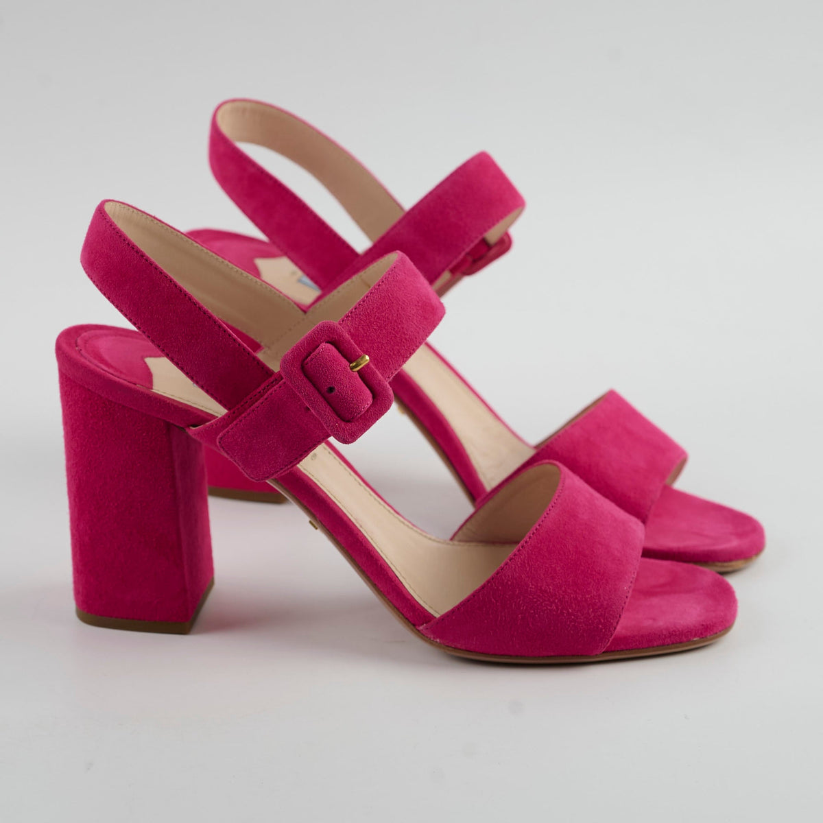 Prada Suede Block Heel Sandals Pink Size 39 - photo 4