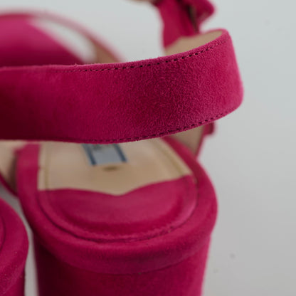 Prada Suede Block Heel Sandals Pink Size 39 - photo 12