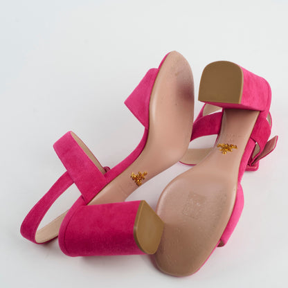 Prada Suede Block Heel Sandals Pink Size 39 - photo 5