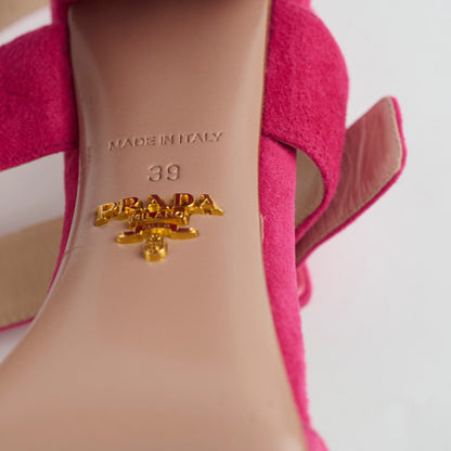 Prada Suede Block Heel Sandals Pink Size 39 - photo 7