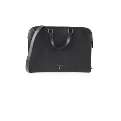 Prada Saffiano Leather Briefcase Crossbody Black - photo 1