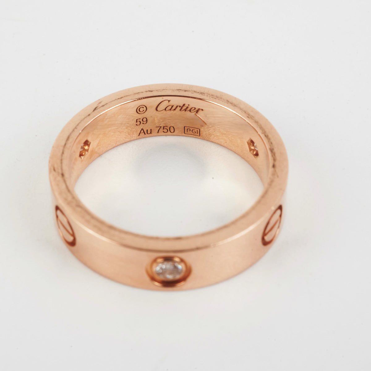 Cartier Love Ring Rose Gold 3 Diamond (Size 59) - photo 3