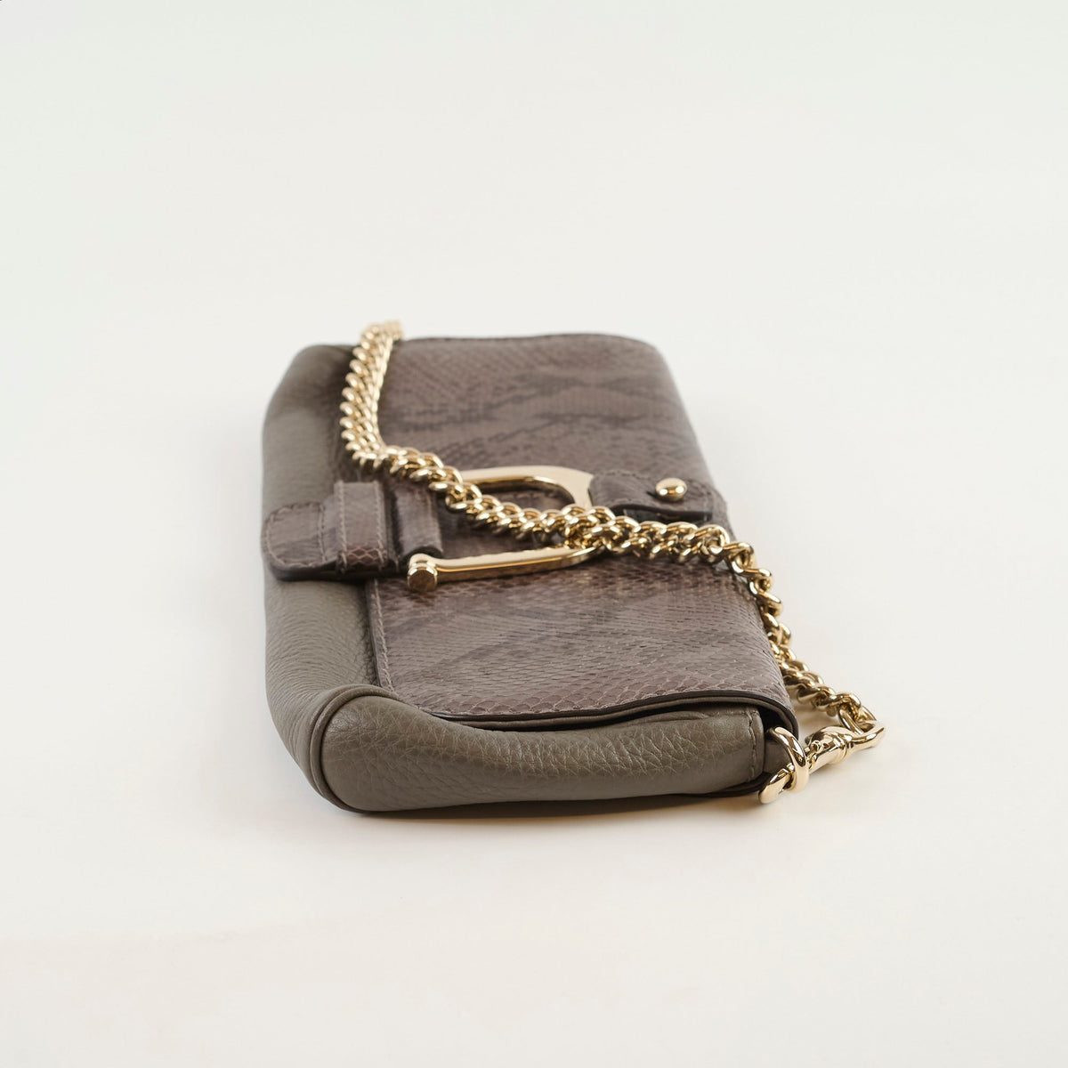 Gucci Vintage Greenwich Python/Leather Clutch Grey - photo 3