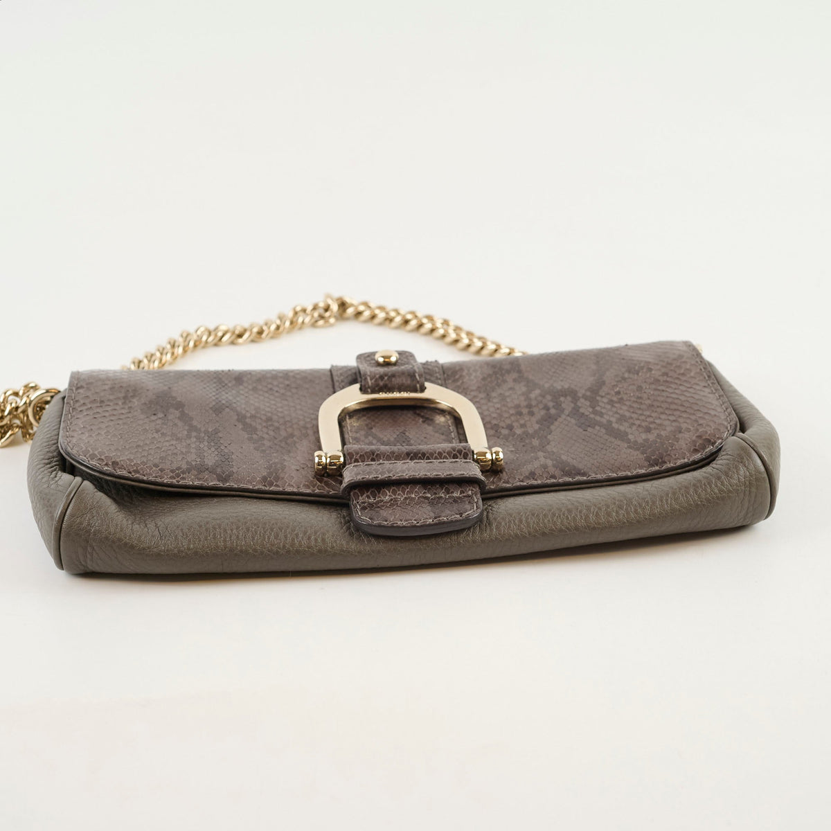 Gucci Vintage Greenwich Python/Leather Clutch Grey - photo 4