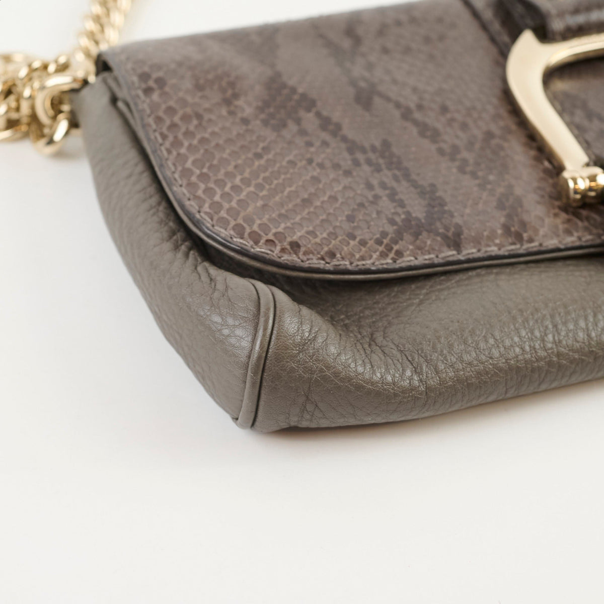 Gucci Vintage Greenwich Python/Leather Clutch Grey - photo 9