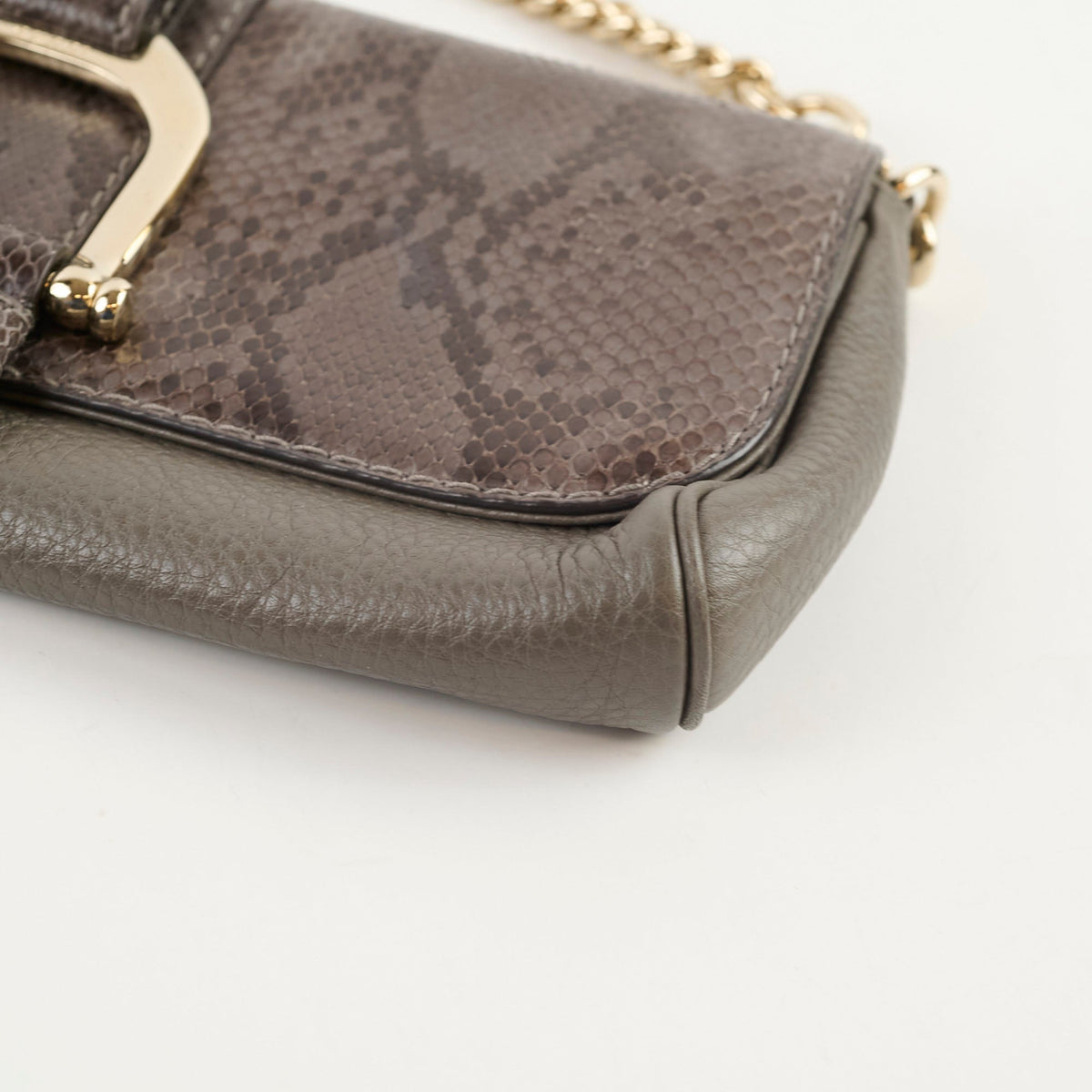 Gucci Vintage Greenwich Python/Leather Clutch Grey - photo 11