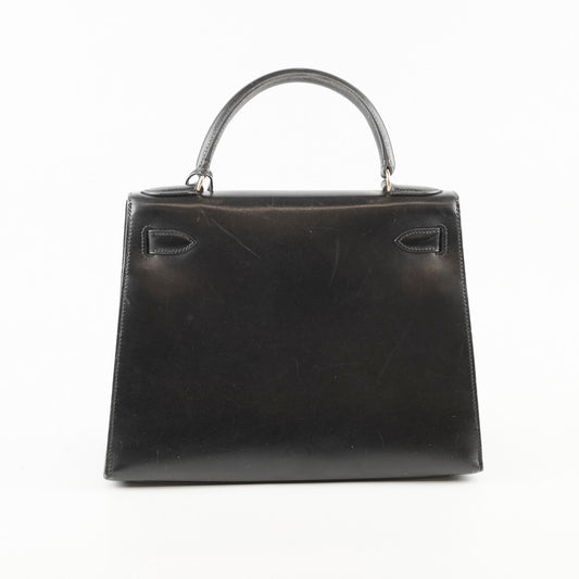 Hermes Kelly 28 Box Calf Black Gold - V Circle Stamp - photo 2