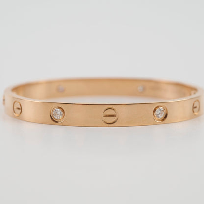 Cartier Classic Love 4 Diamond Pink Gold Size 16 Bracelet - photo 2