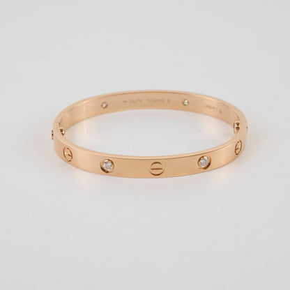 Cartier Classic Love 4 Diamond Pink Gold Size 16 Bracelet - photo 6