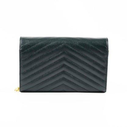 Saint Laurent Cassandre Wallet On Chain Dark Green - photo 2