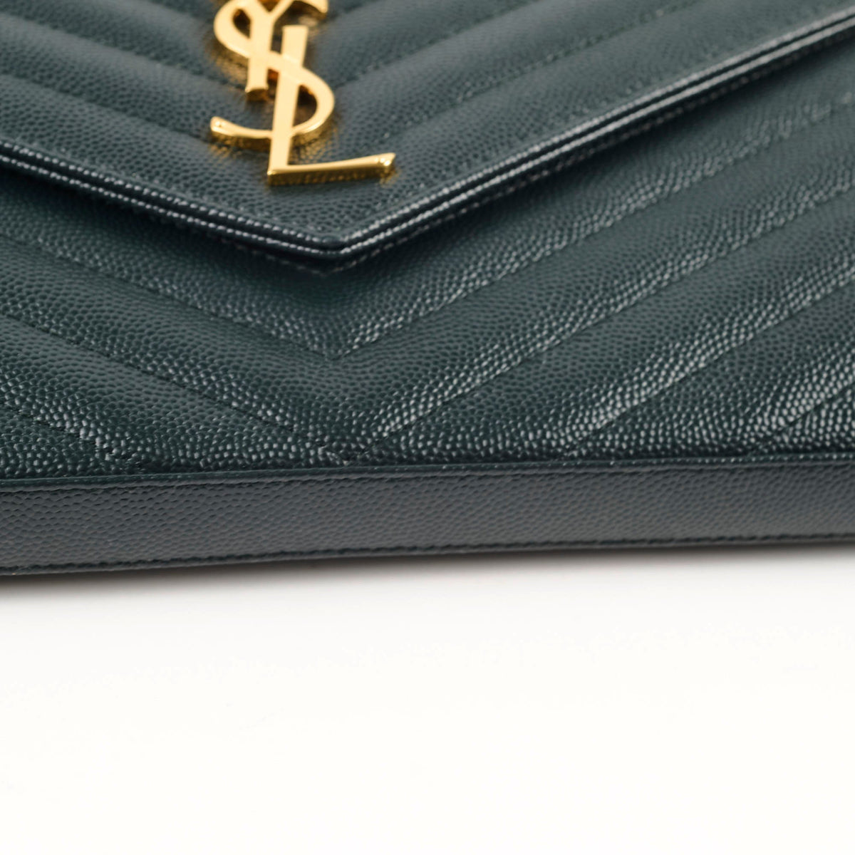 Saint Laurent Cassandre Wallet On Chain Dark Green - photo 11