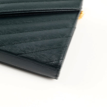 Saint Laurent Cassandre Wallet On Chain Dark Green - photo 12