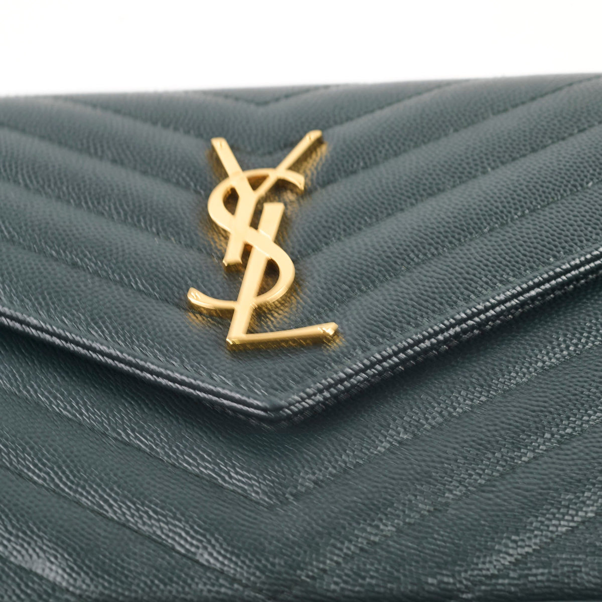Saint Laurent Cassandre Wallet On Chain Dark Green - photo 13
