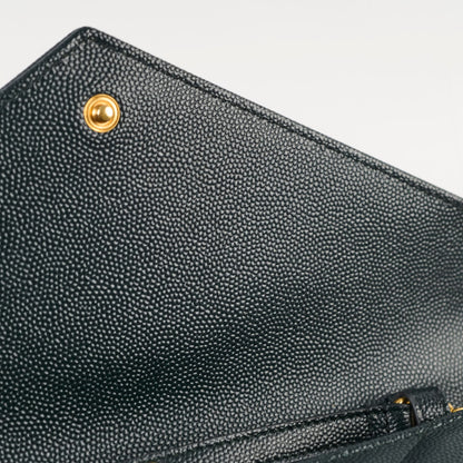 Saint Laurent Cassandre Wallet On Chain Dark Green - photo 5