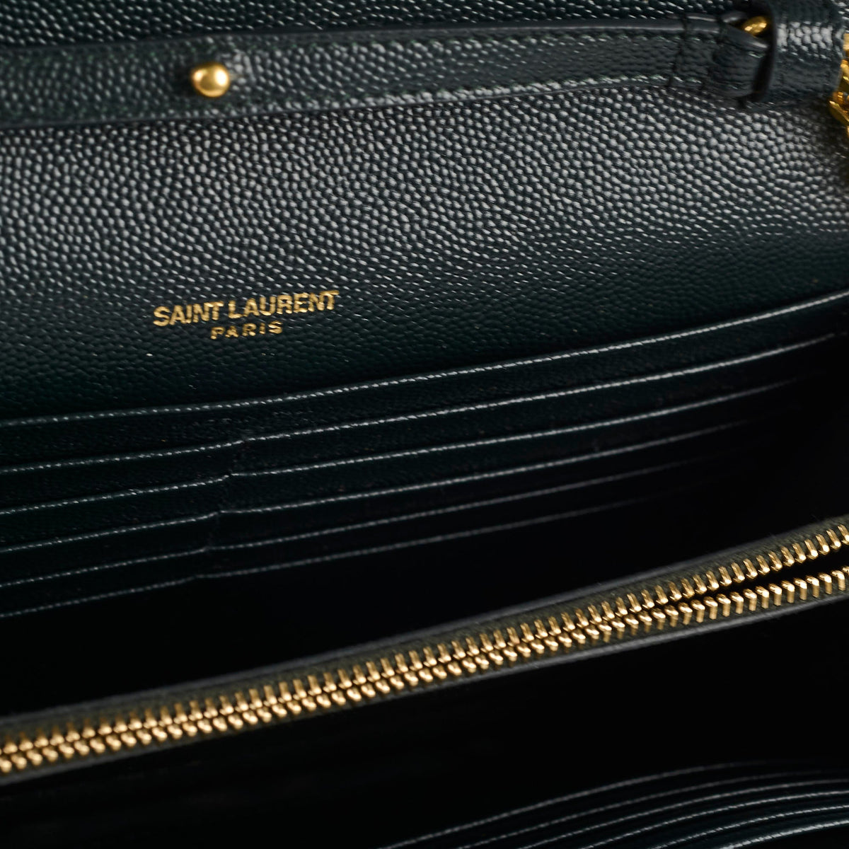 Saint Laurent Cassandre Wallet On Chain Dark Green - photo 6
