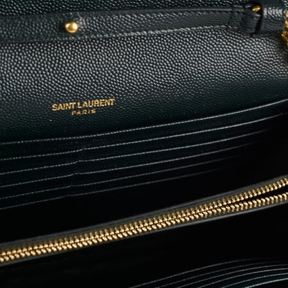 Saint Laurent Cassandre Wallet On Chain Dark Green - photo 6