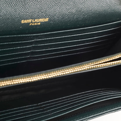 Saint Laurent Cassandre Wallet On Chain Dark Green - photo 7