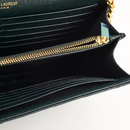 Saint Laurent Cassandre Wallet On Chain Dark Green - photo 8