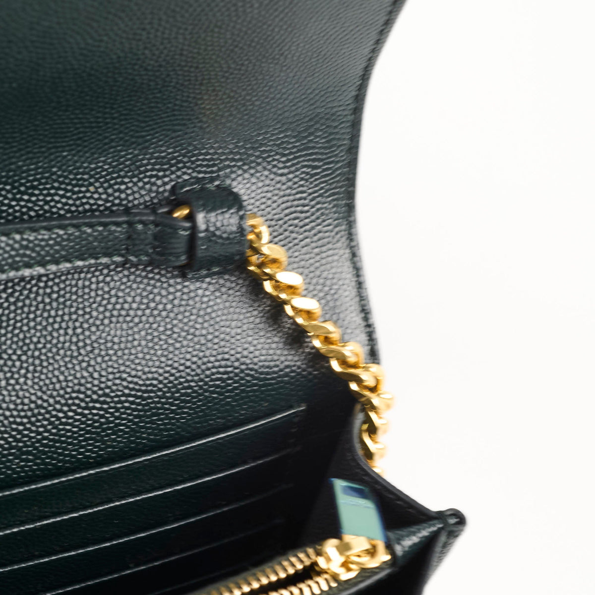 Saint Laurent Cassandre Wallet On Chain Dark Green - photo 9