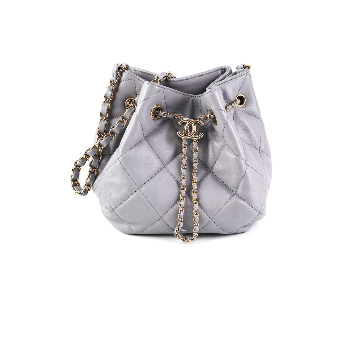 ITEM 28 - Chanel Lambskin Grey Bucket Bag - photo 1