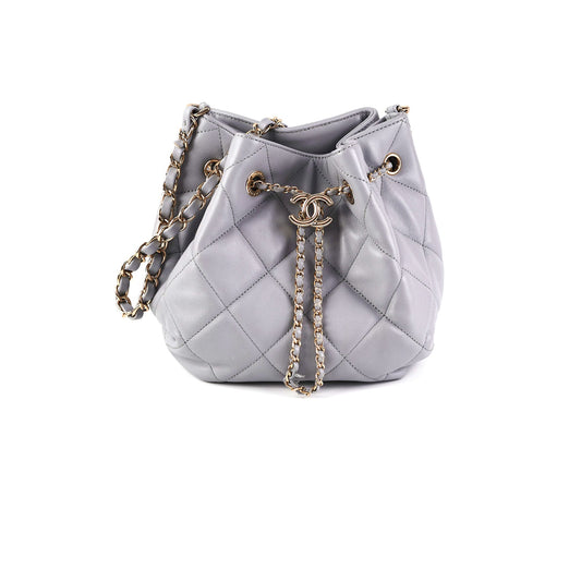 ITEM 28 - Chanel Lambskin Grey Bucket Bag - photo 1