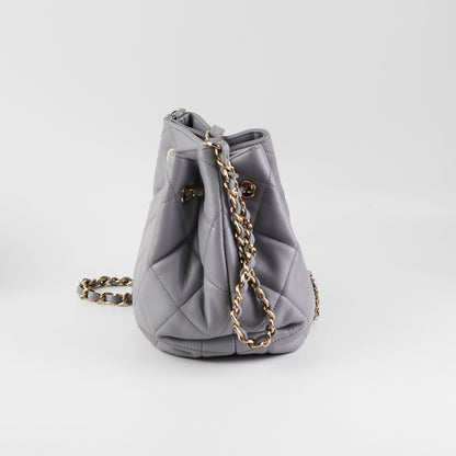 ITEM 28 - Chanel Lambskin Grey Bucket Bag - photo 3