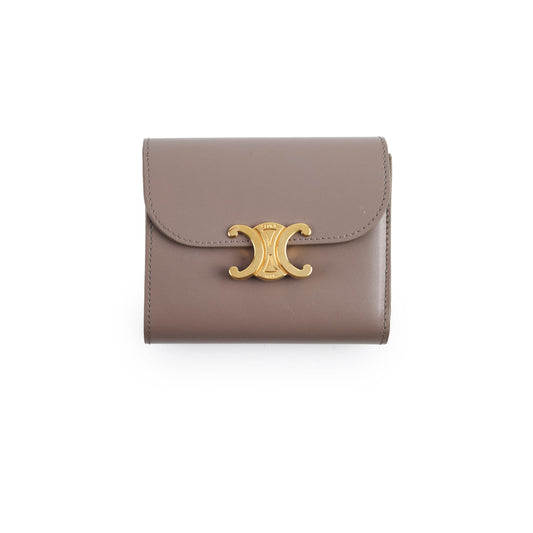 Celine Small Flap Wallet Triomphe in Shiny Calfskin Pebble - photo 1