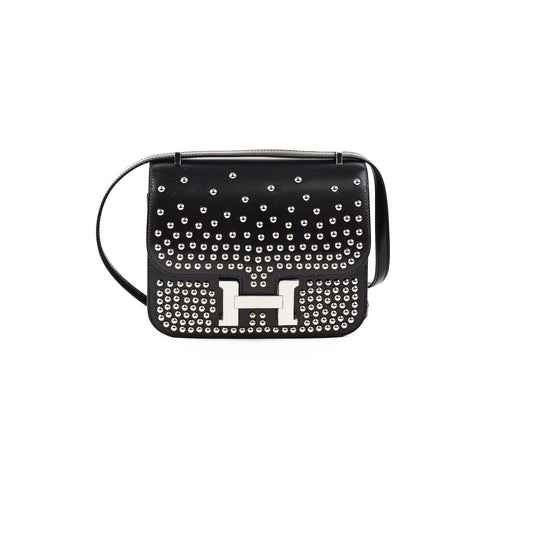 Hermes Mini Constance Studded Noir B Stamp - photo 1