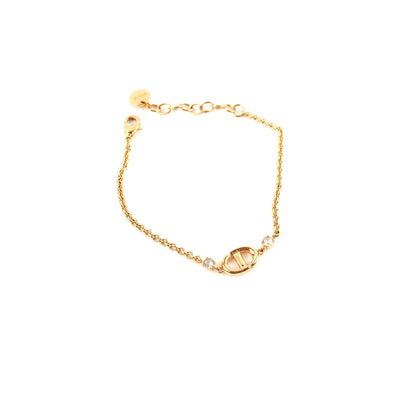 Christian Dior Gold CD Logo Rhinestone Bracelet Costume Jewellery - photo 1