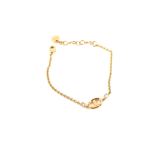 Christian Dior Gold CD Logo Rhinestone Bracelet Costume Jewellery - photo 1