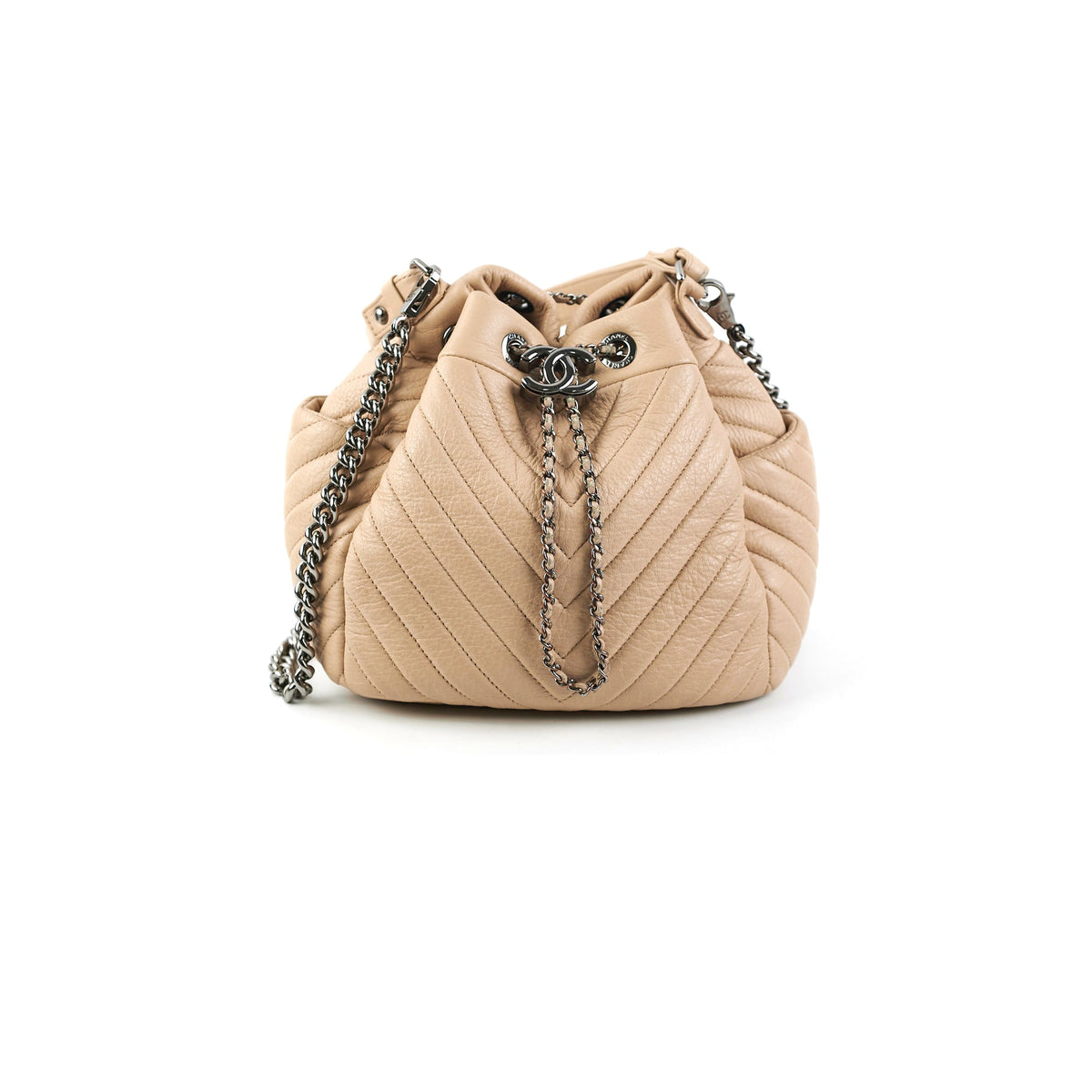 Chanel Chevron Beige Bucket Bag - photo 1