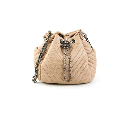 Chanel Chevron Beige Bucket Bag - photo 1