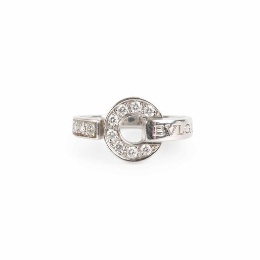 Bvlgari 18kt White Gold Ring with Pave Diamonds Size 51 - photo 1