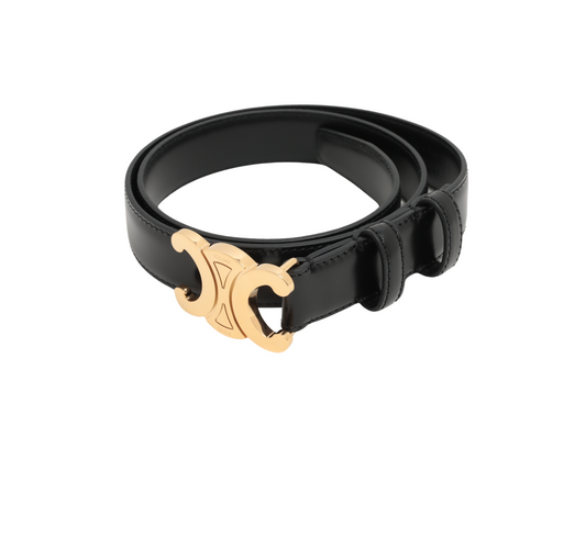 Celine Medium Triomphe Black Leather Belt Size 70 - photo 1