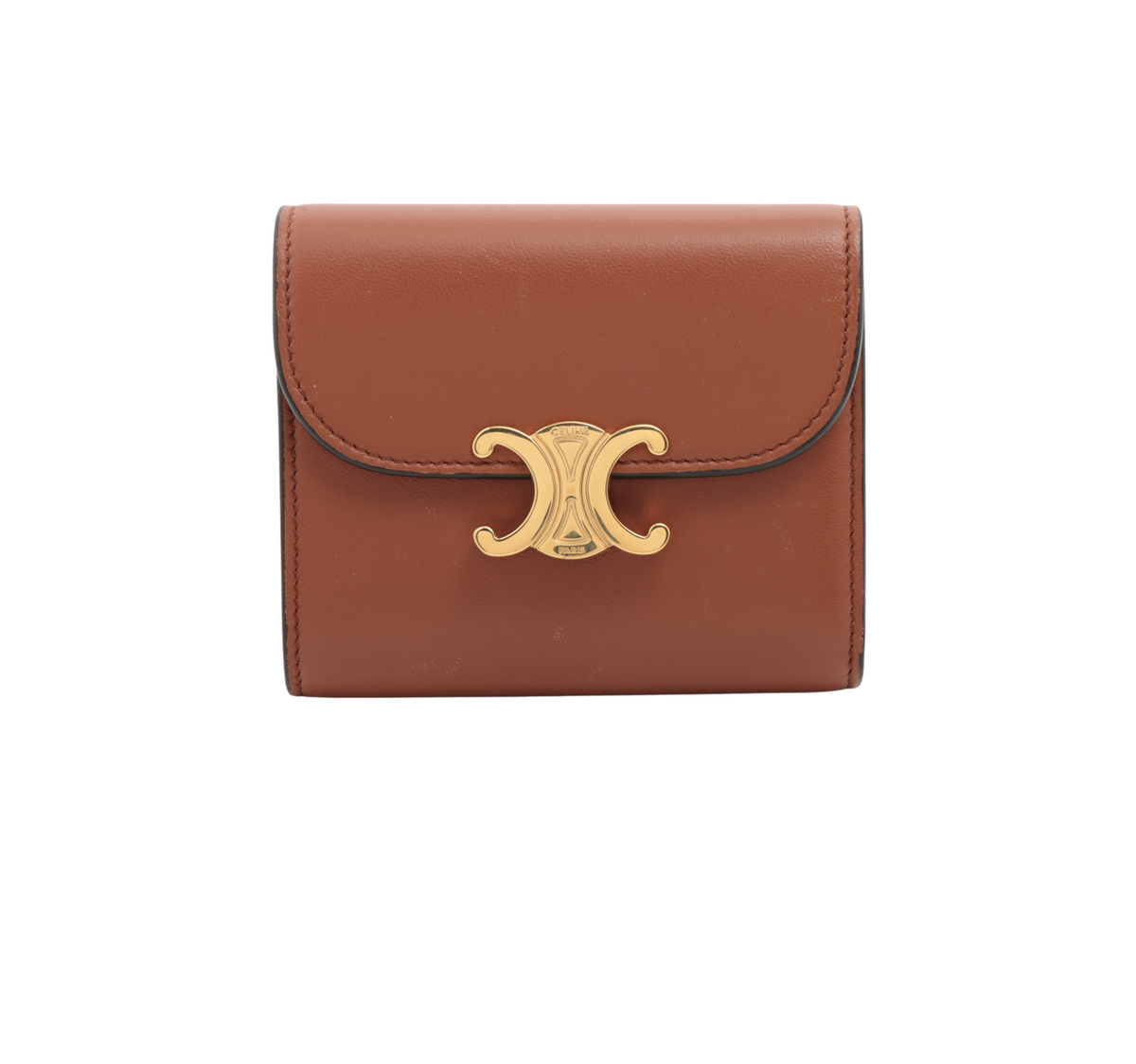 Celine Triomphe Leather Brown Compact Wallet - photo 1