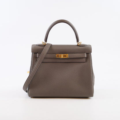 Hermes Kelly 25 Gris Etain Togo Gold Hardware Z Stamp - photo 2