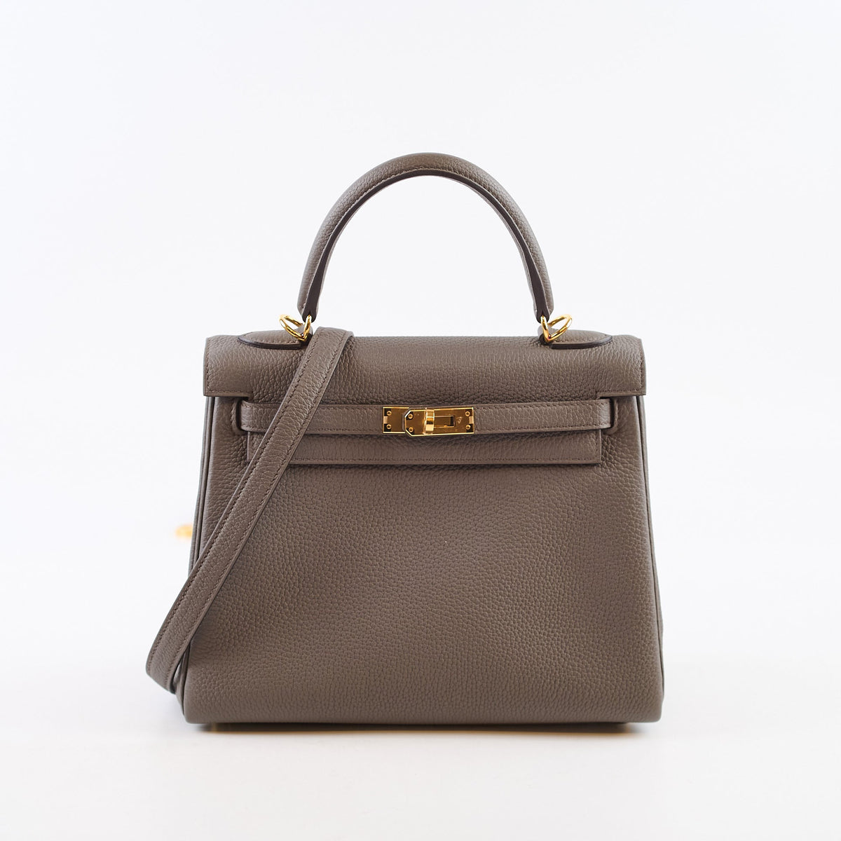 Hermes Kelly 25 Gris Etain Togo Gold Hardware Z Stamp - photo 3